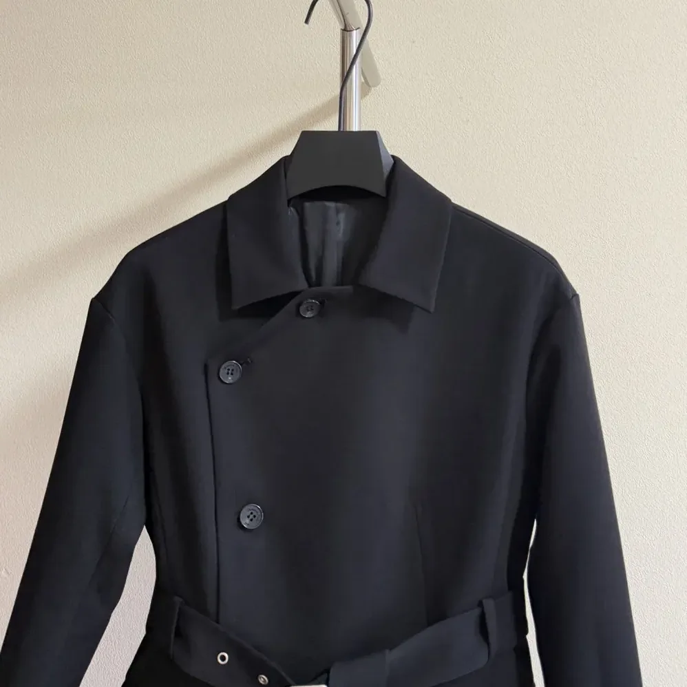 Dior Belted Jacket Black Virgin Wool and Silk Gabardine for Women