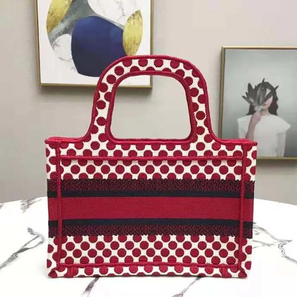 Dior Mini Dioramour Dior Book Tote White and Red Dior Dots Embroidery for Women Dior Mini Dioramour Dior Book Tote White and Red Dior Dots Embroidery for Women
