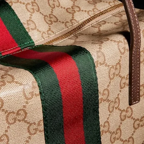 Gucci Melrose Boston Medium Shoulder Bag / Sand/ Dark Brown Gold Hardware
