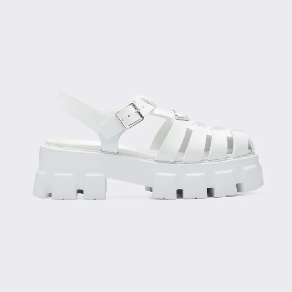 Prada Foam Rubber Sandals in 55 mm Heel Height for Women in White