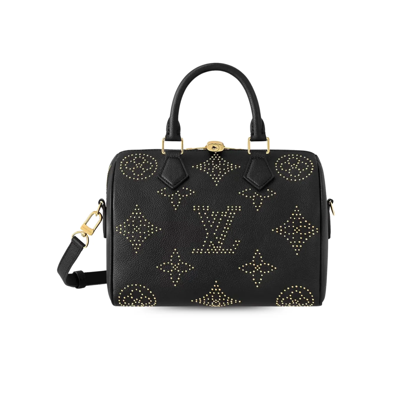 Louis Vuitton Speedy Bandouliere 25 Top Handle Bag in Black Gold Hardware Louis Vuitton Speedy Bandouliere 25 Top Handle Bag in Black Gold Hardware