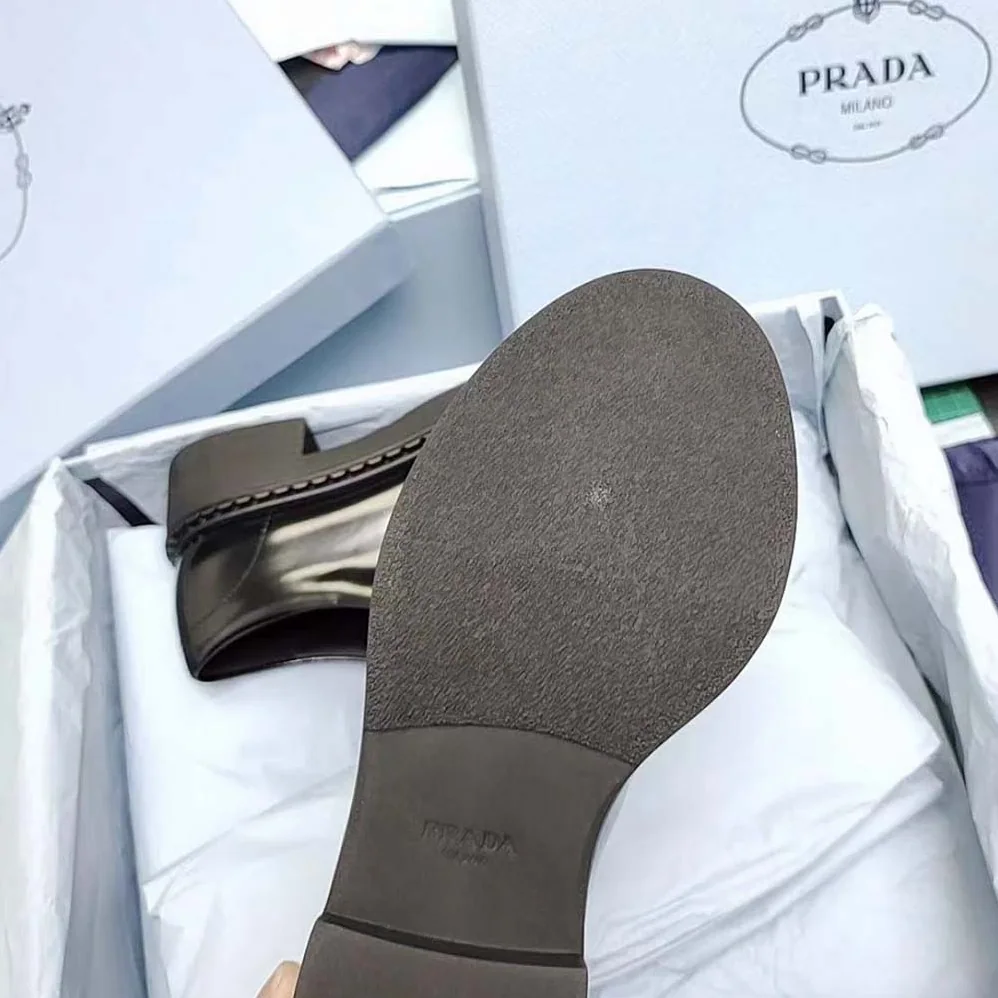Prada Monolith Brushed Leather Lace-up Shoes for Women in Black Prada Monolith Brushed Leather Lace-up Shoes for Women in Black
