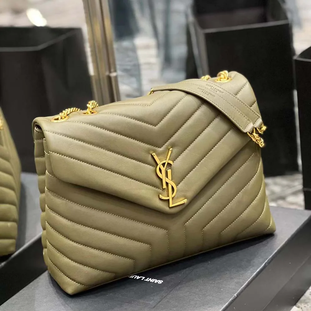 Saint Laurent YSL Loulou Medium Bag in Matelassé Y Leather for Women in Green