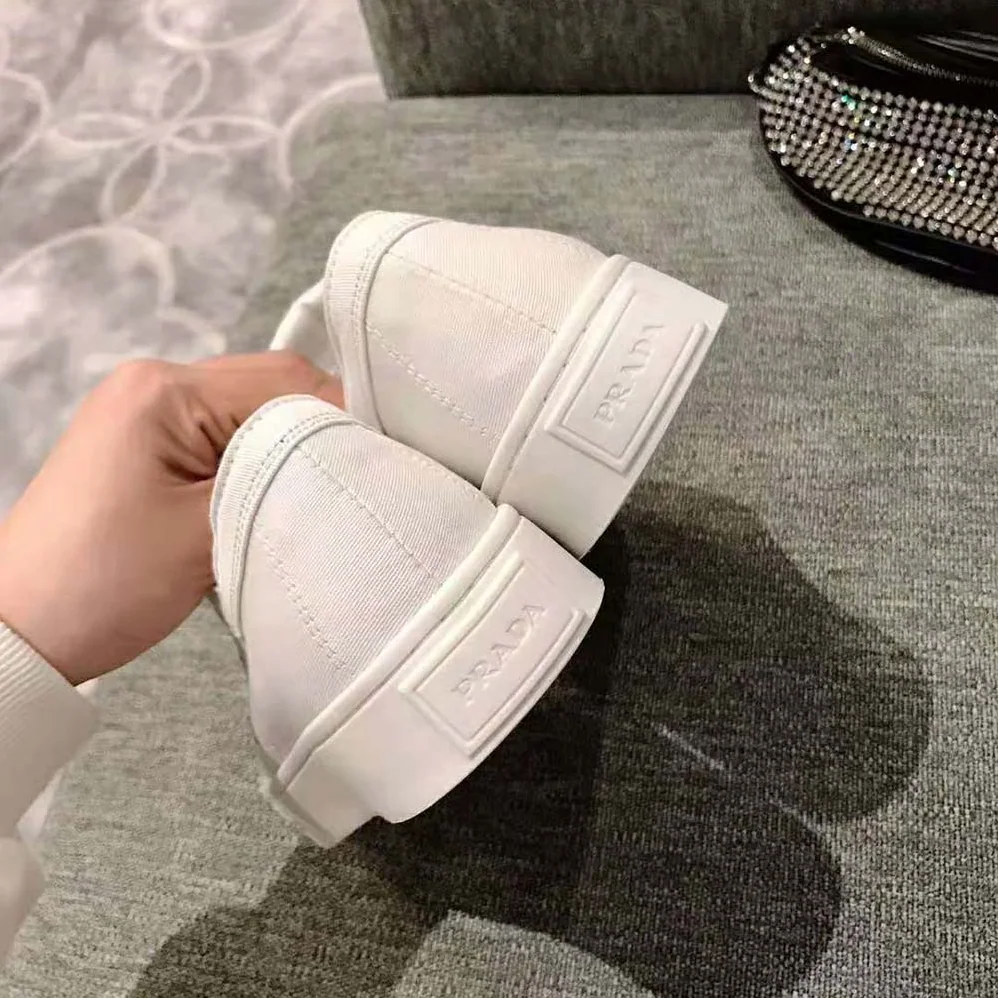 Prada Gabardine Fabric Sneakers for Women in White