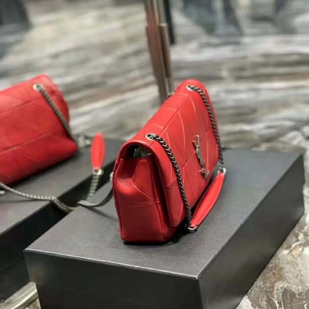 Saint Laurent YSL Jamie Medium Carre Reive Gauche in Lambskin for Women in Red