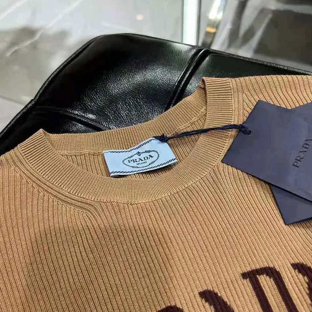 Prada Cropped Silk Sweater with Logo for Women