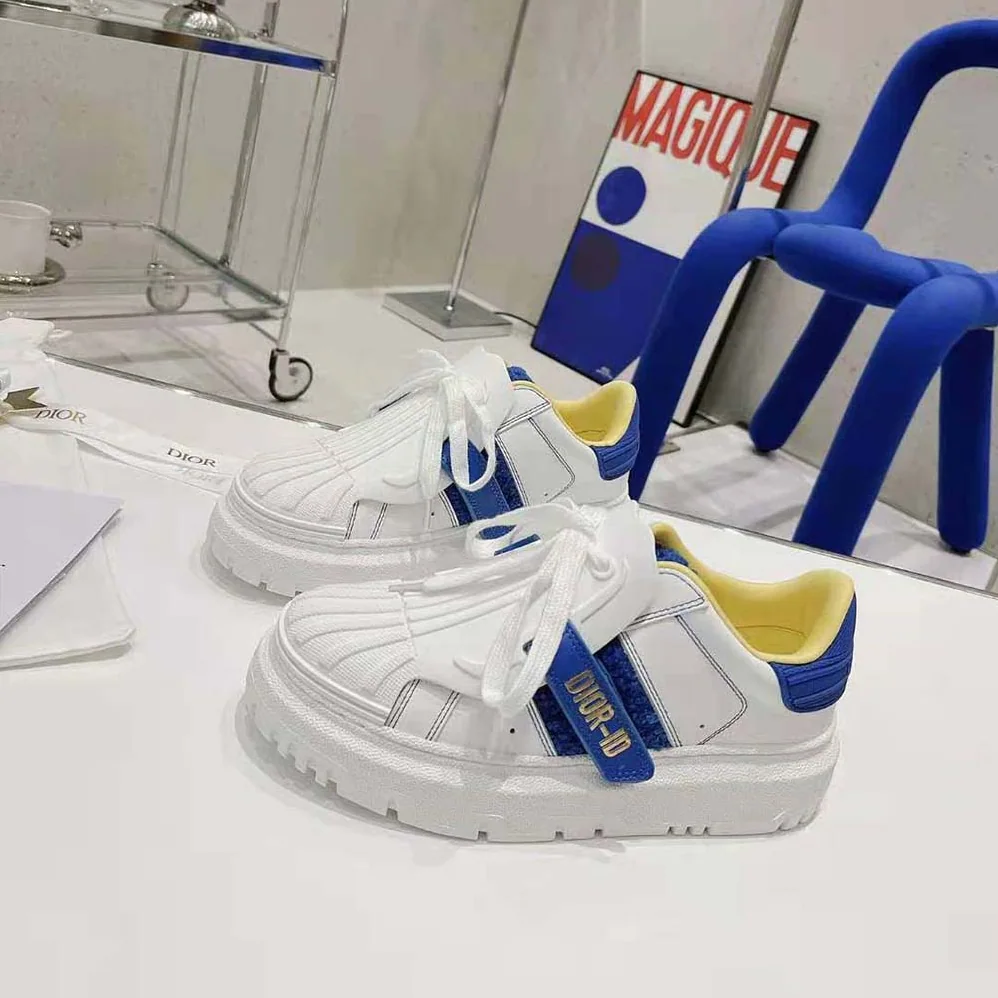 Dior Dior-id Sneaker White Calfskin Terry Cotton for Women in Blue Dior Dior-id Sneaker White Calfskin Terry Cotton for Women in Blue