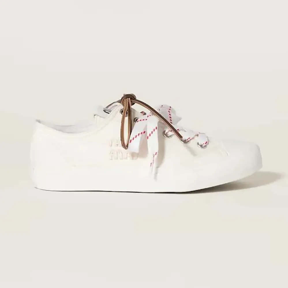 Miu Miu Washed Denim Sneakers for Women in White
