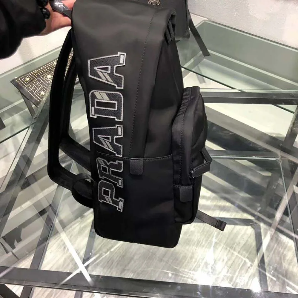Prada Nylon and Saffiano Leather Backpack for Men in Black Prada Nylon and Saffiano Leather Backpack for Men in Black