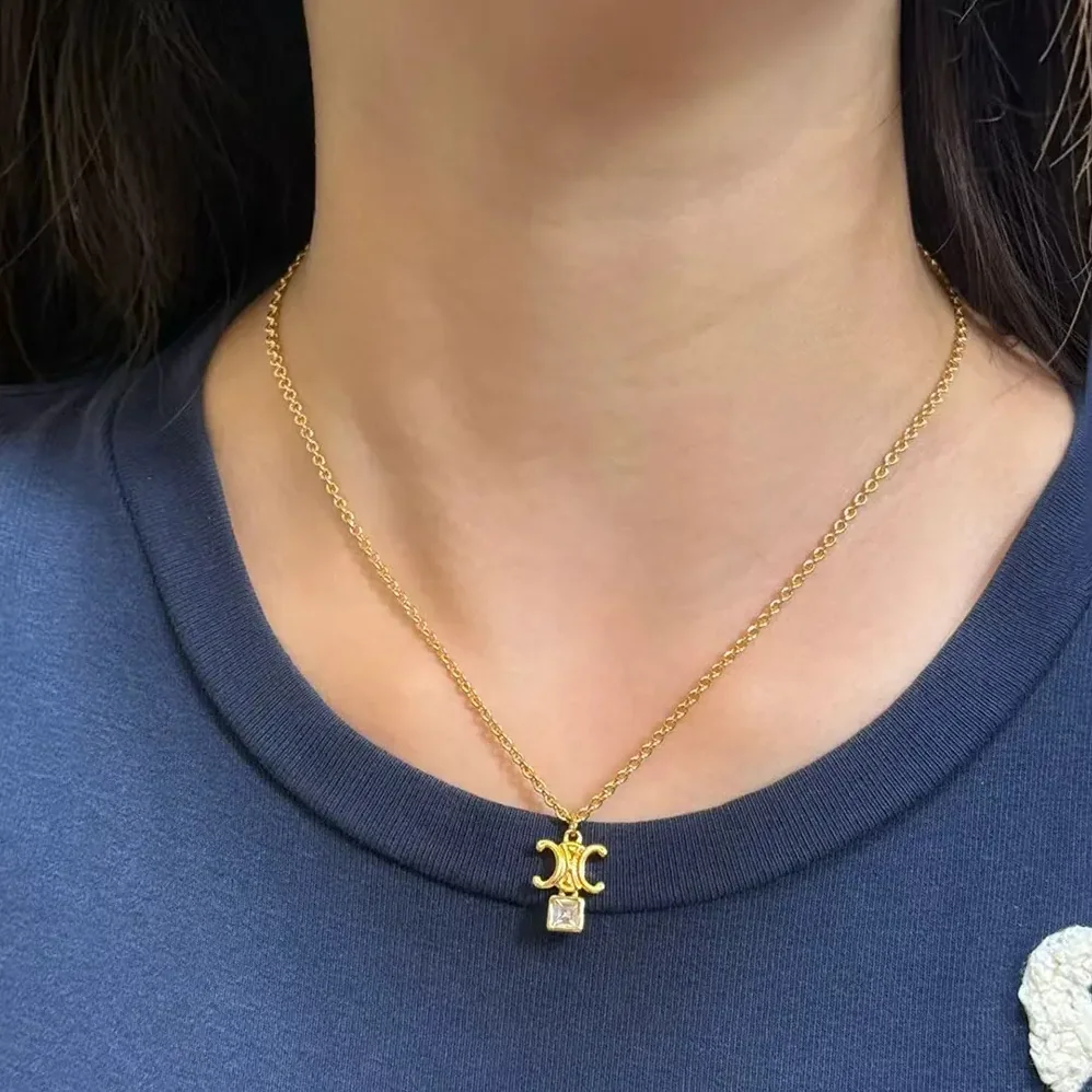 Celine Triomphe Twinkle Necklace in Strass and Brass with Gold Finish for Women Celine Triomphe Twinkle Necklace in Strass and Brass with Gold Finish for Women