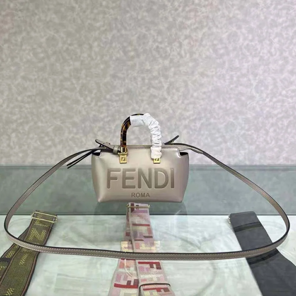 Fendi By The Way Mini Small Boston Bag in Dove Gray Leather for Women