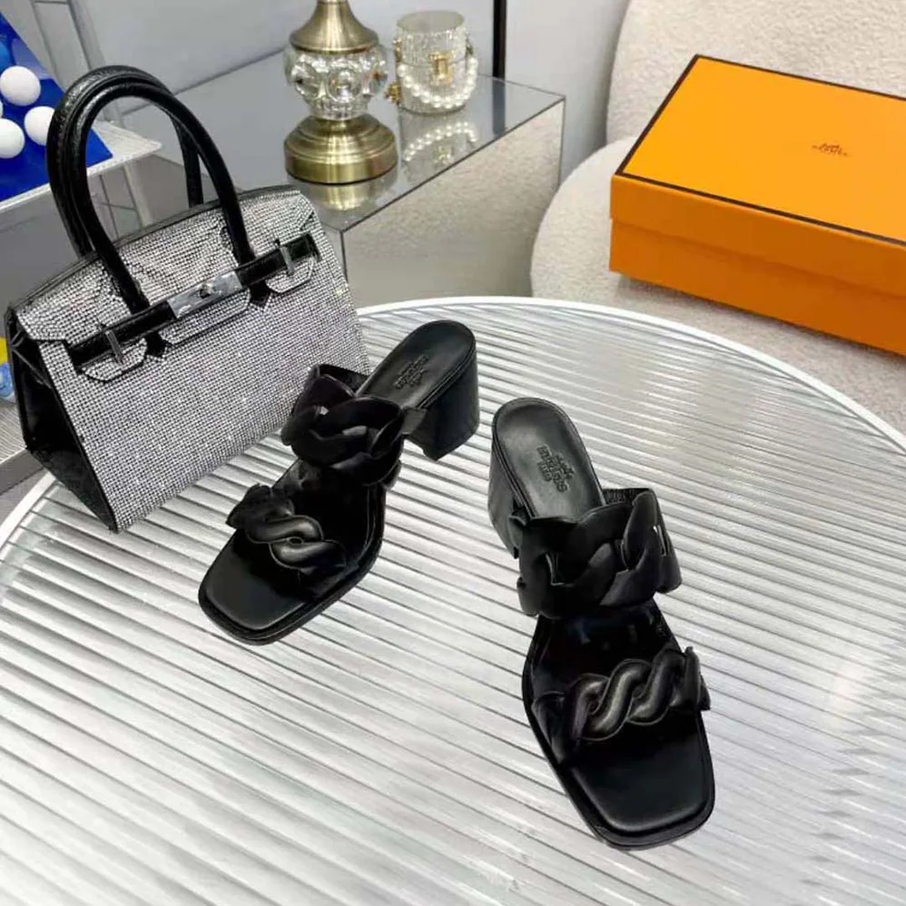 Hermes Gaby 60 Sandal in 6 cm High Heel for Women in Black