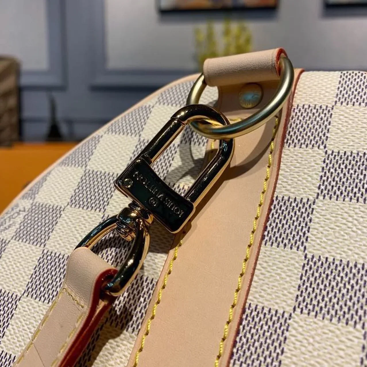 Louis Vuitton Keepall Bandouliere 45 Travel Bag in Damier Azur Gold Hardware Louis Vuitton Keepall Bandouliere 45 Travel Bag in Damier Azur Gold Hardware