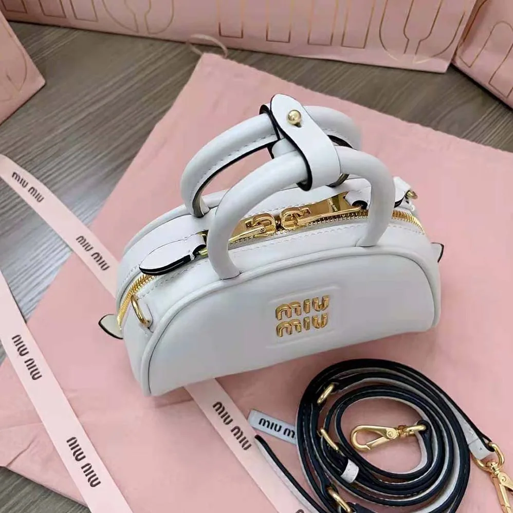 Miu Miu Mini Leather Top-handle Bag for Women in White Miu Miu Mini Leather Top-handle Bag for Women in White
