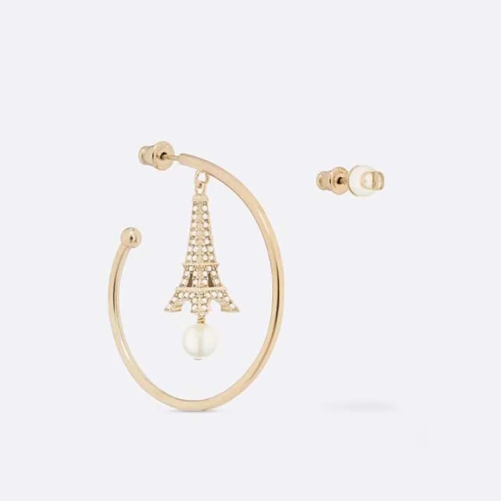 Dior Plan De Paris Earrings Gold-Finish Metal and White Resin Pearls for Women Dior Plan De Paris Earrings Gold-Finish Metal and White Resin Pearls for Women