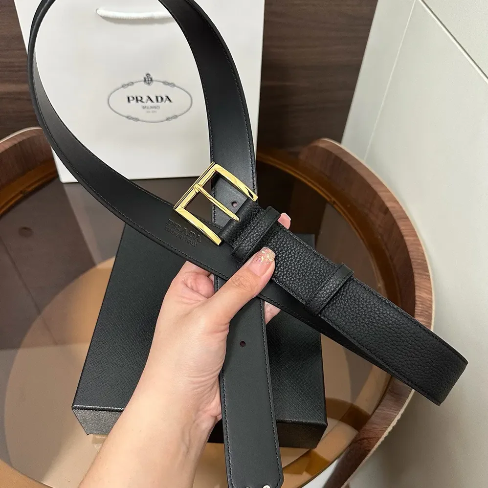Prada Saffiano Leather Belt for Women in Black Prada Saffiano Leather Belt for Women in Black
