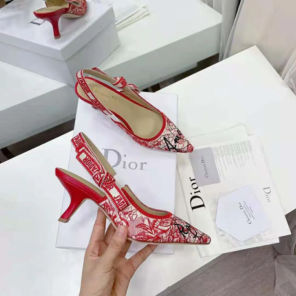 Dior J Adior Dioramour Slingback Pump D-Royaume D Amour Embroidered Cotton for Women Dior J Adior Dioramour Slingback Pump D-Royaume D Amour Embroidered Cotton for Women