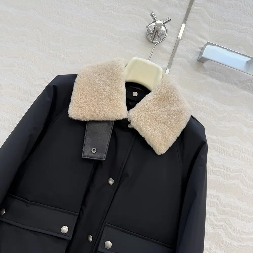 Loewe Puffer in Shearling and Cotton Blend for Women in Black Loewe Puffer in Shearling and Cotton Blend for Women in Black