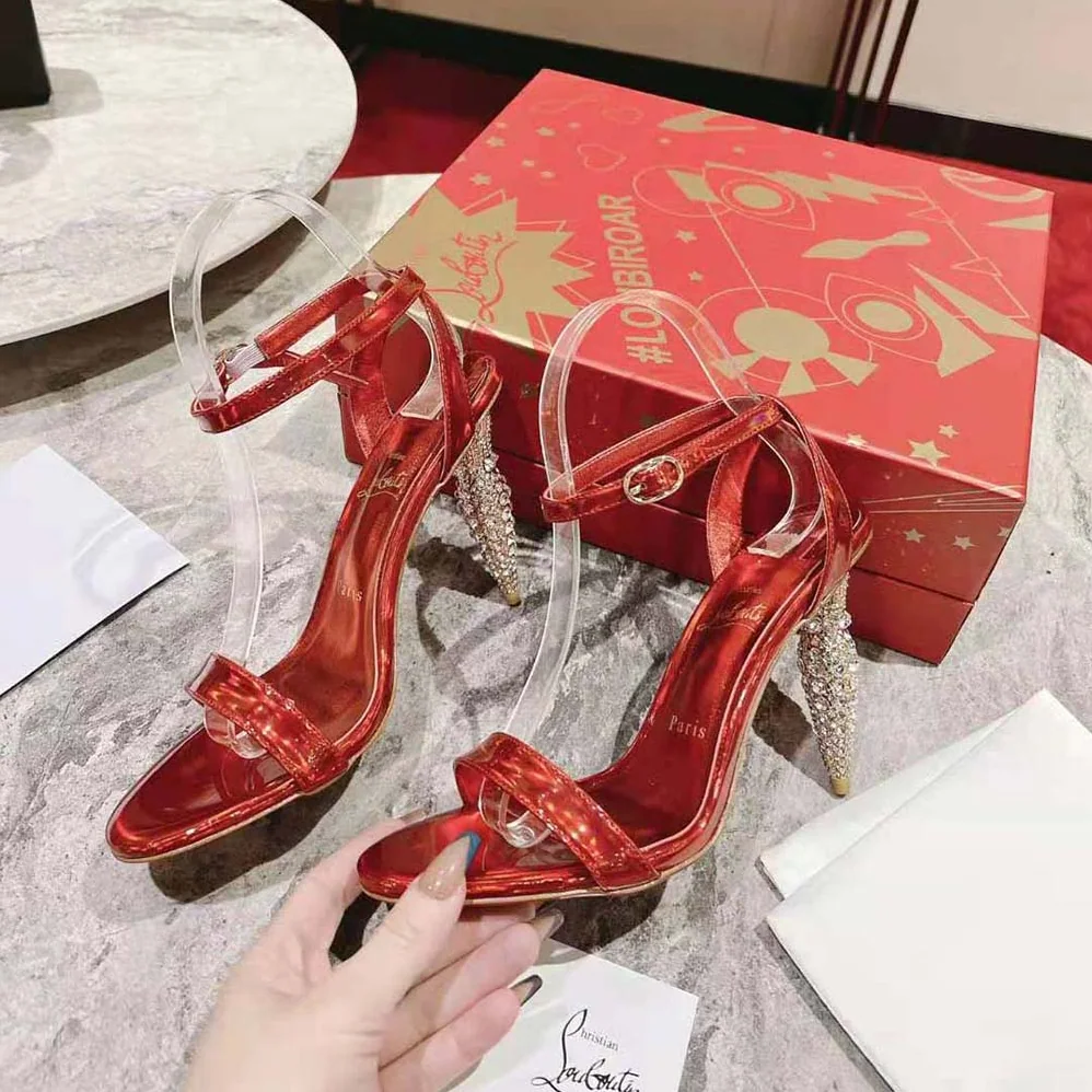 Christian Louboutin Lipstrass Queen 100 mm Heel Height for Women in Red Christian Louboutin Lipstrass Queen 100 mm Heel Height for Women in Red