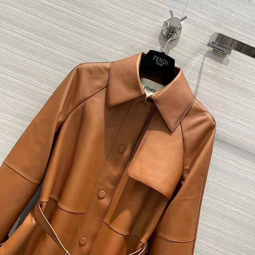 Fendi Shaded for Women in Effect Tan Leather Jacket Fendi Shaded for Women in Effect Tan Leather Jacket