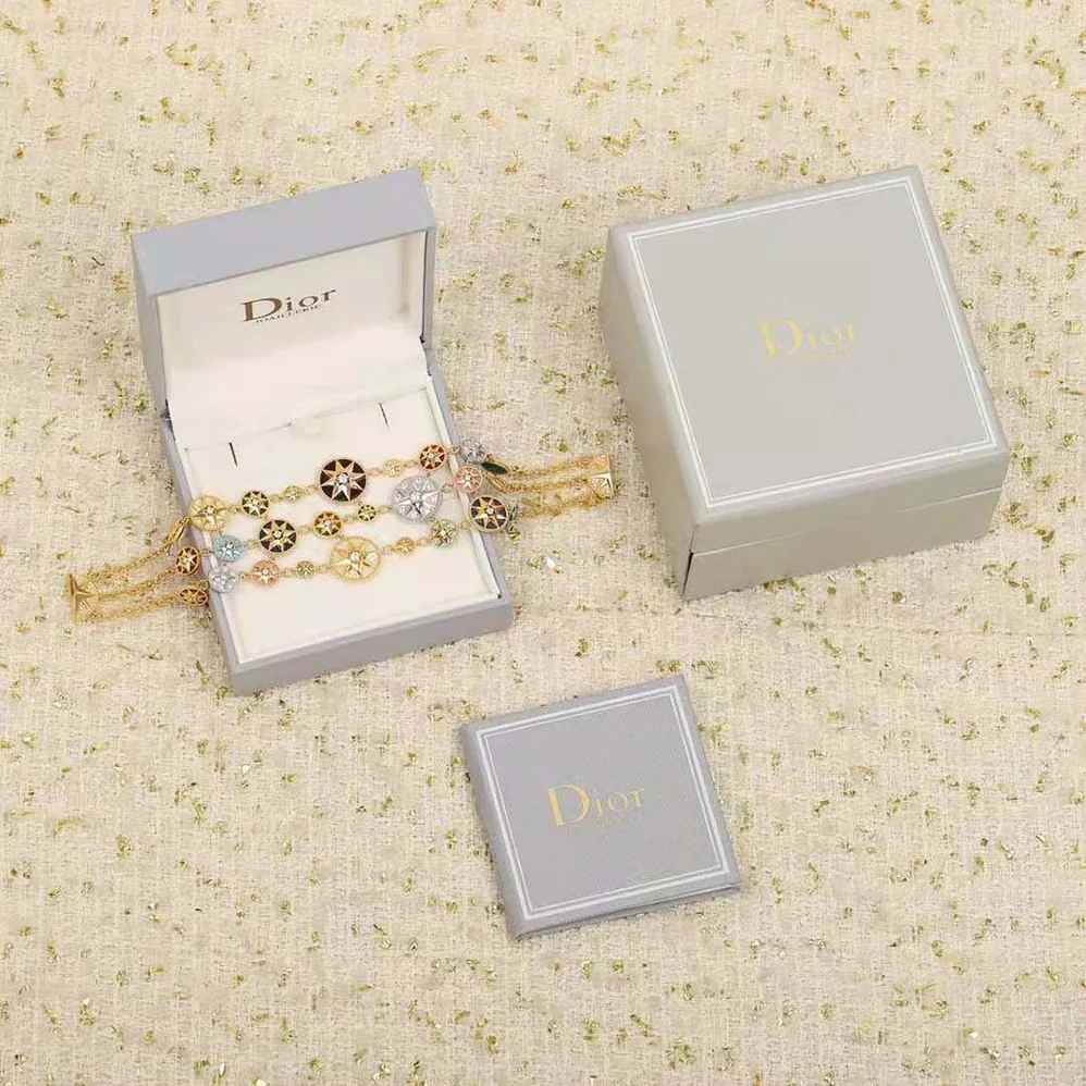 Dior Rose Des Vents Cuff Bracelet Yellow Pink and White Gold Diamonds for Women