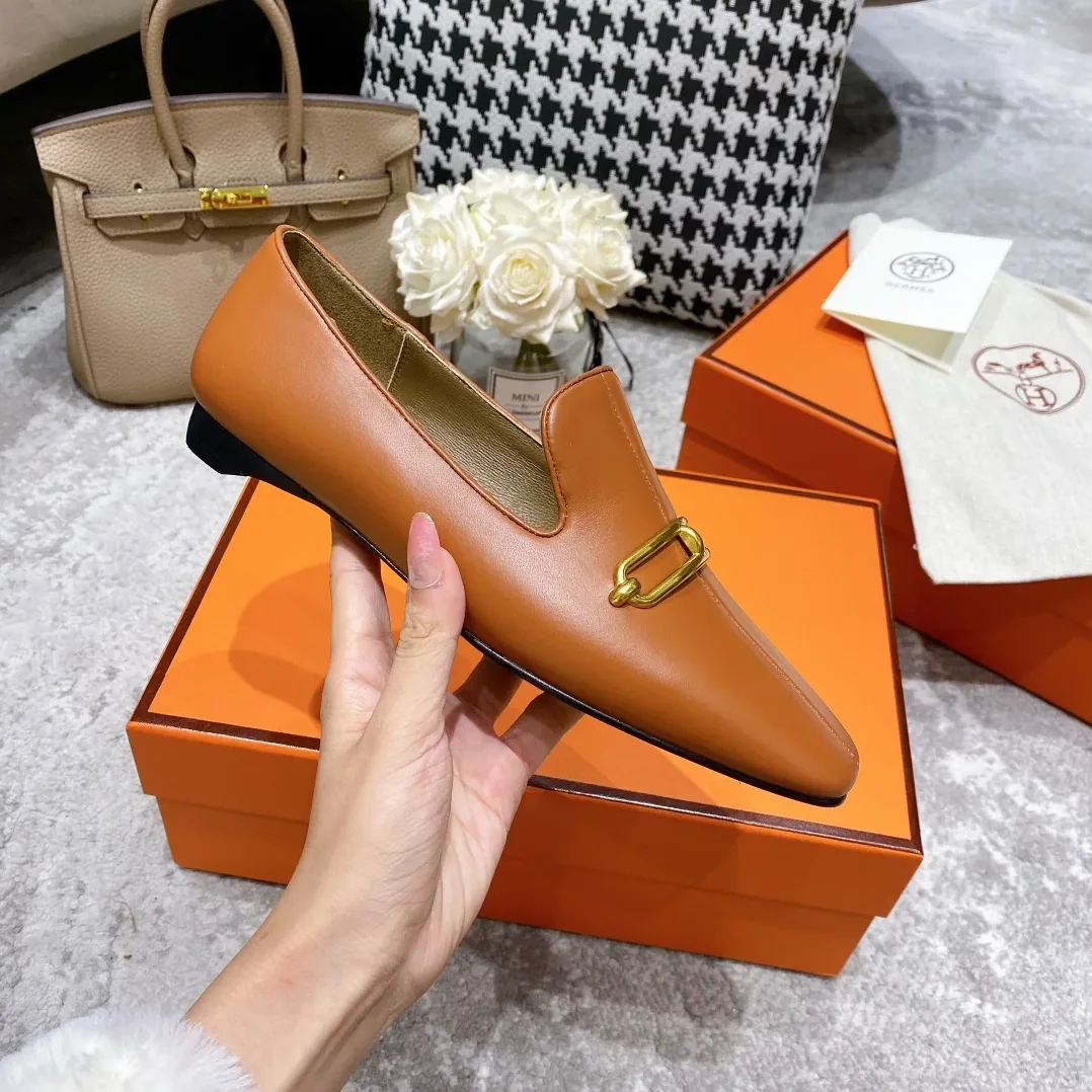 Hermes Dalhia Loafers Brown