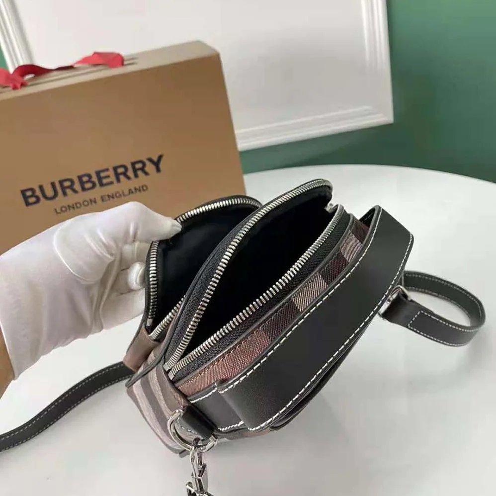 Burberry Check and Leather Crossbody Bag for Men in Brown Burberry Check and Leather Crossbody Bag for Men in Brown