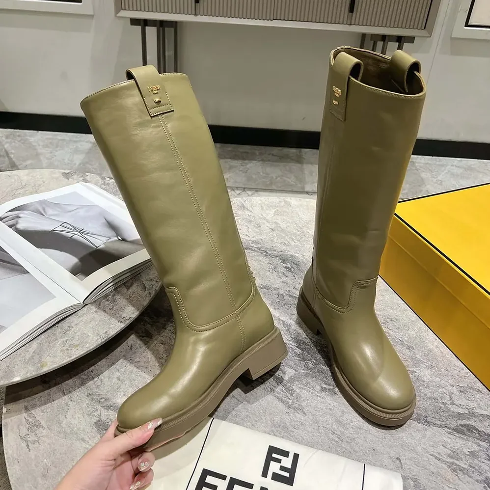 Fendi Fendi Filo Green Leather Boots for Women Fendi Fendi Filo Green Leather Boots for Women