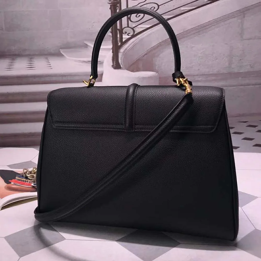 Celine Medium16 Bag in Grained Calfskin for Women in Black