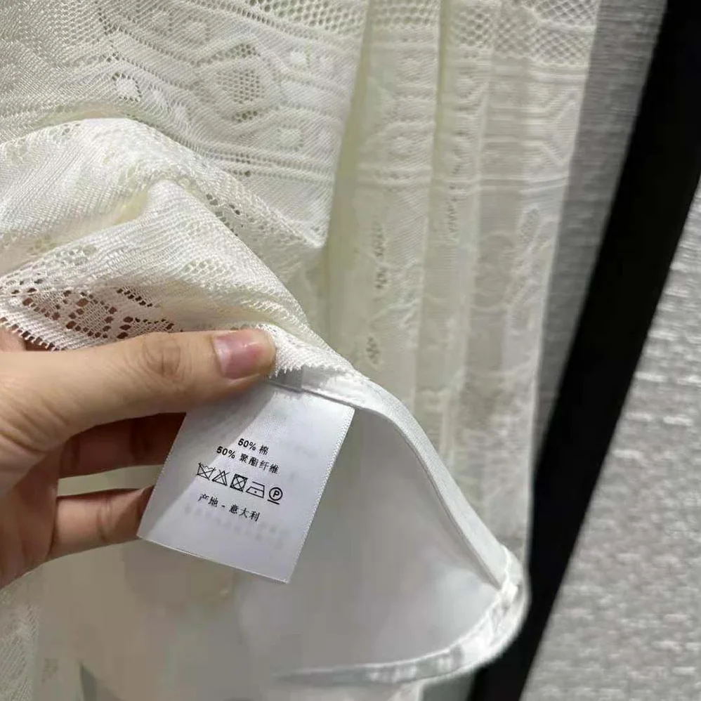 Dior Flared Mid-length Skirt Ecru Technical Cotton Lace with D for Women in Lace Butterfly Motif