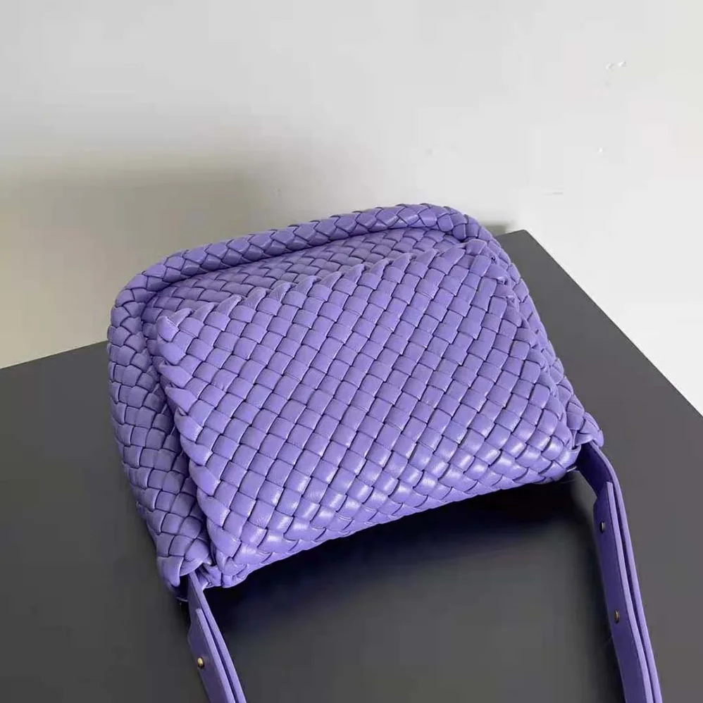 Bottega Veneta Cobble Shoulder Bag Small Padded Intreccio Leather for Women in Purple