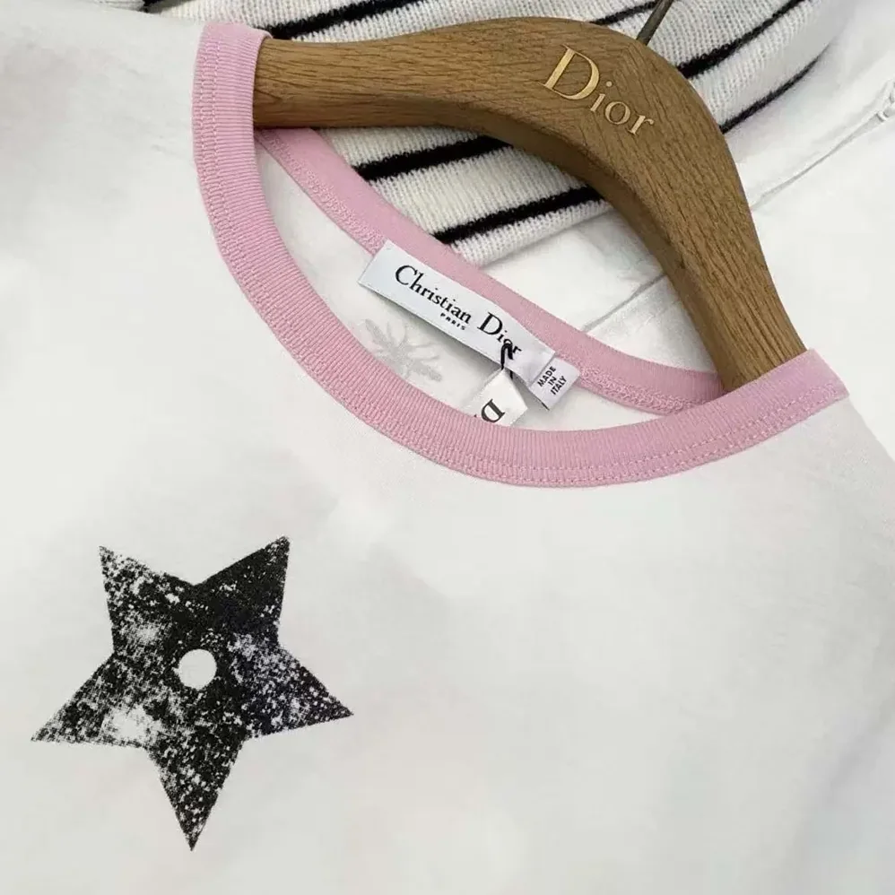 Dior Dioriviera T-Shirt Ecru and Pink Cotton Jersey for Women