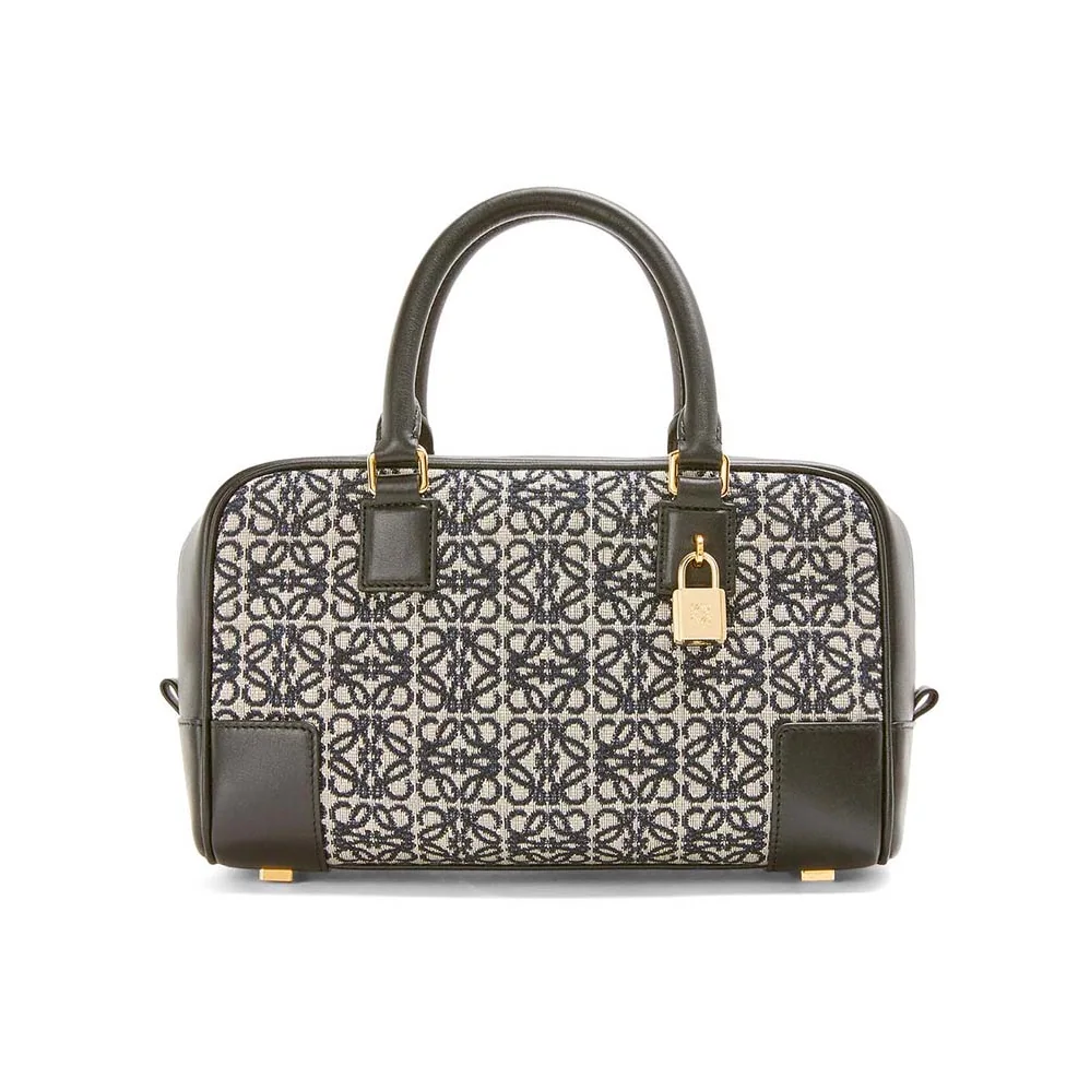 Loewe Amazona 23 in Anagram Jacquard and Calfskin for Women in Black Loewe Amazona 23 in Anagram Jacquard and Calfskin for Women in Black