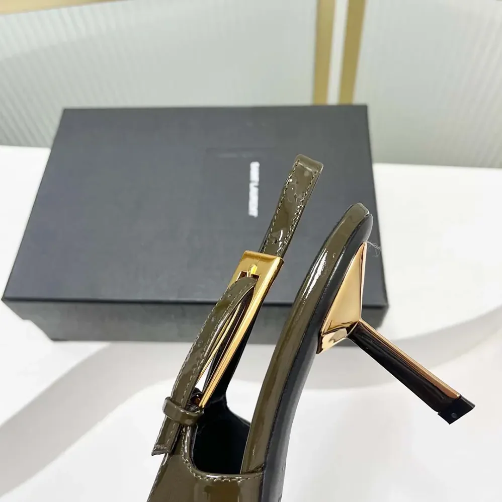 Saint Laurent YSL Lee Slingback Pumps in Patent Leather for Women in Drak Green Saint Laurent YSL Lee Slingback Pumps in Patent Leather for Women in Drak Green