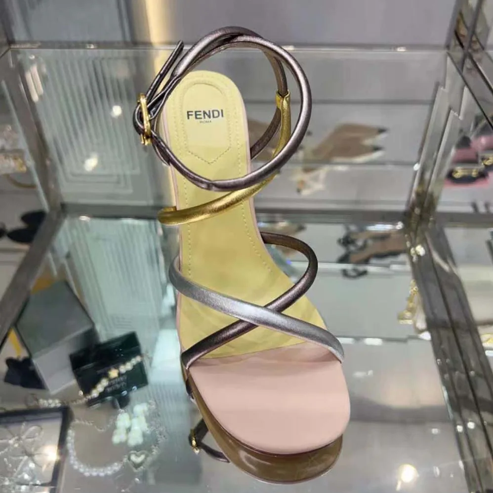 Fendi First Silver Nappa Leather High for Women in Heeled Sandals Fendi First Silver Nappa Leather High for Women in Heeled Sandals
