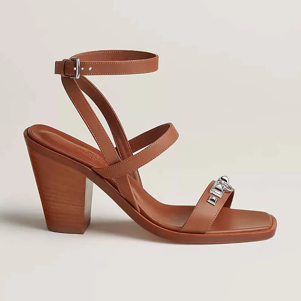 Hermes Ivresse 65 Sandal in Calfskin-Brown H241152Z for Women