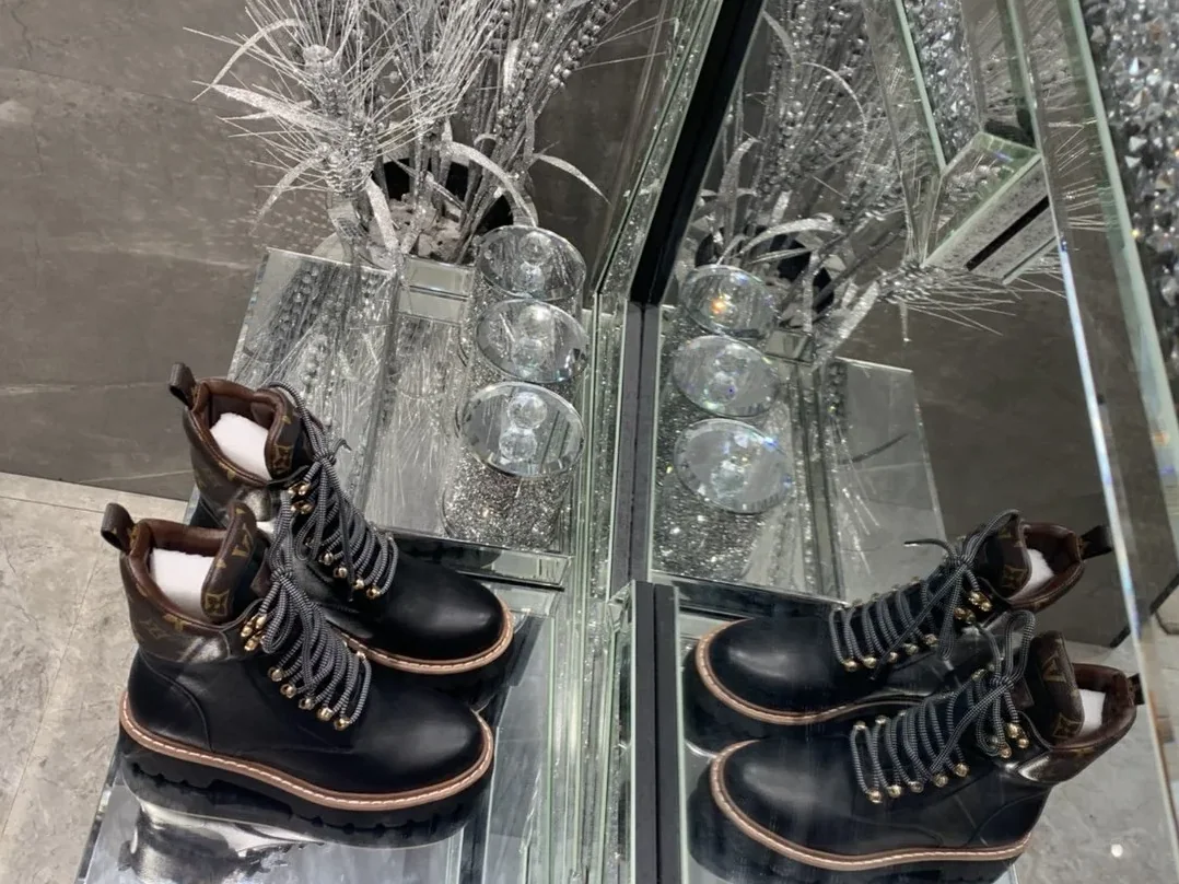 Louis Vuitton Territory Flat Military Boots Black LV 1A958N