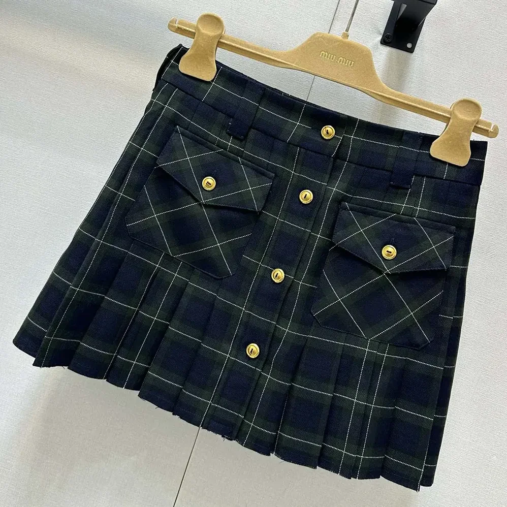 Miu Miu Pleated Tartan Miniskirt for Women