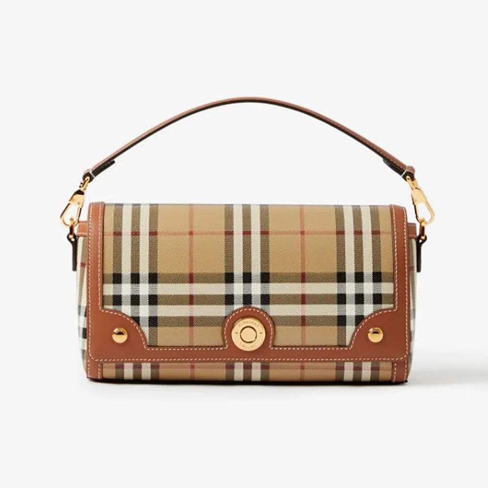 Burberry Top Handle Note Bag with Logo-engraved Studs for Women in Brown