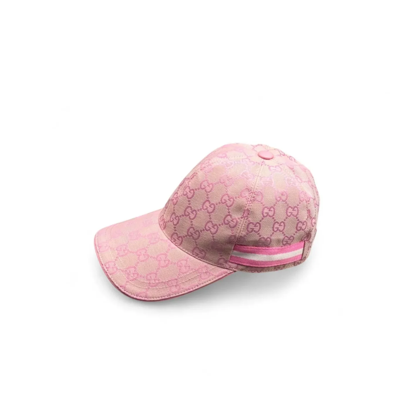 Gucci Original GG Canvas Baseball Hat With Web Pink GG Gucci Original GG Canvas Baseball Hat With Web Pink GG