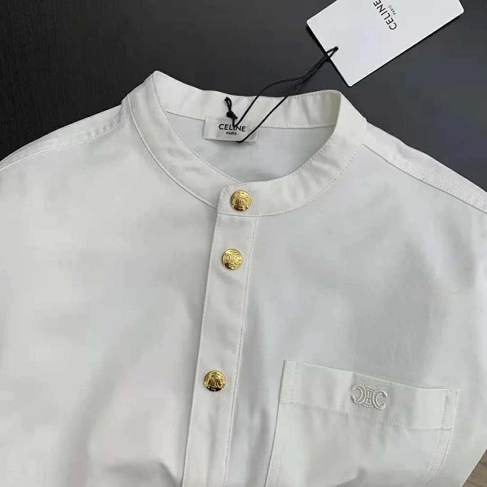 Celine Triomphe Pea Jacket in Optic White Denim for Women