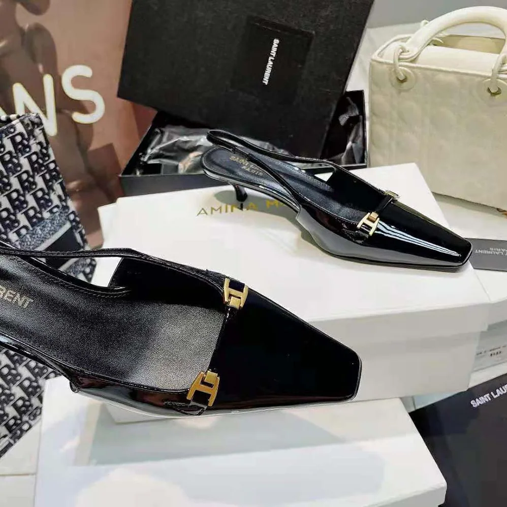 Saint Laurent YSL Blade Sslingback Pumps in Patent Leather for Women Saint Laurent YSL Blade Sslingback Pumps in Patent Leather for Women