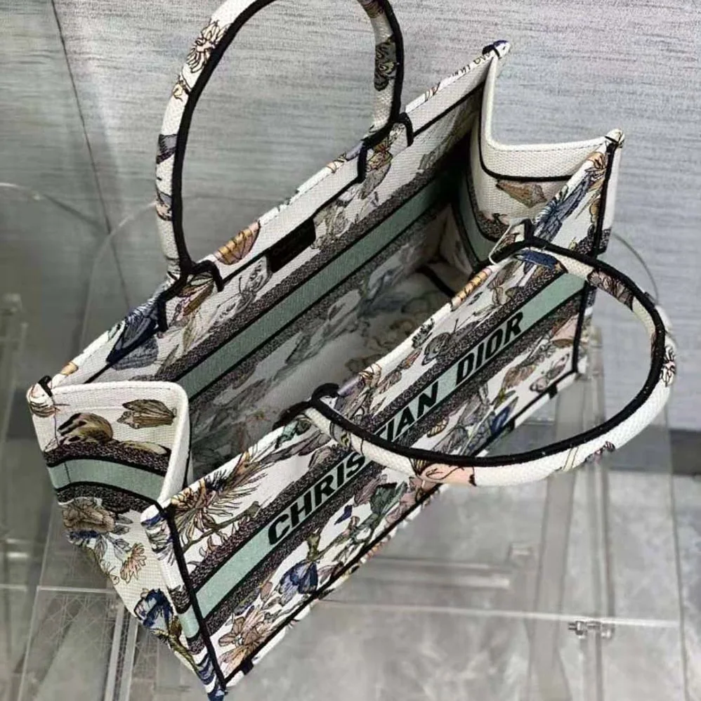 Dior Medium Dior Book Tote White Multicolor Toile de Jouy Mexico Embroidery for Women