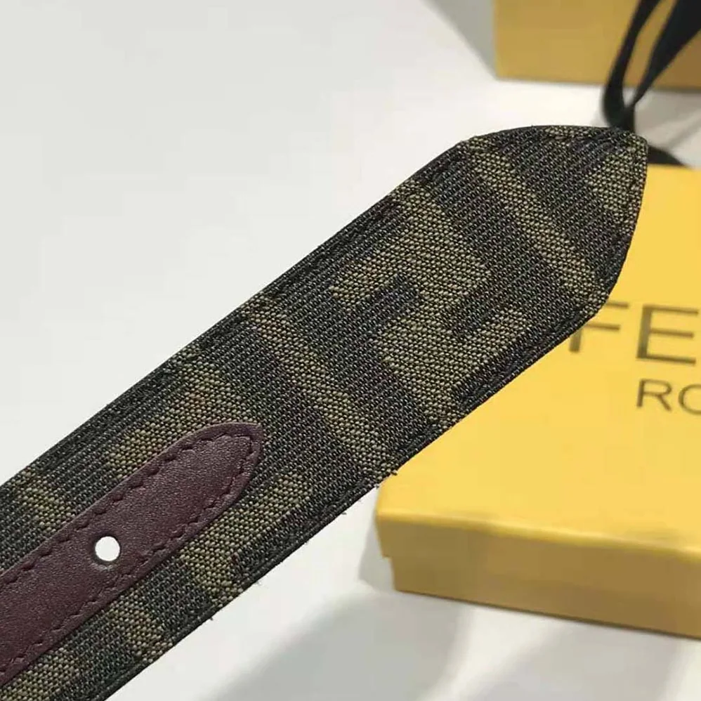 Fendi Dove Gray FF Jacquard Fabric Belt for Women Fendi Dove Gray FF Jacquard Fabric Belt for Women