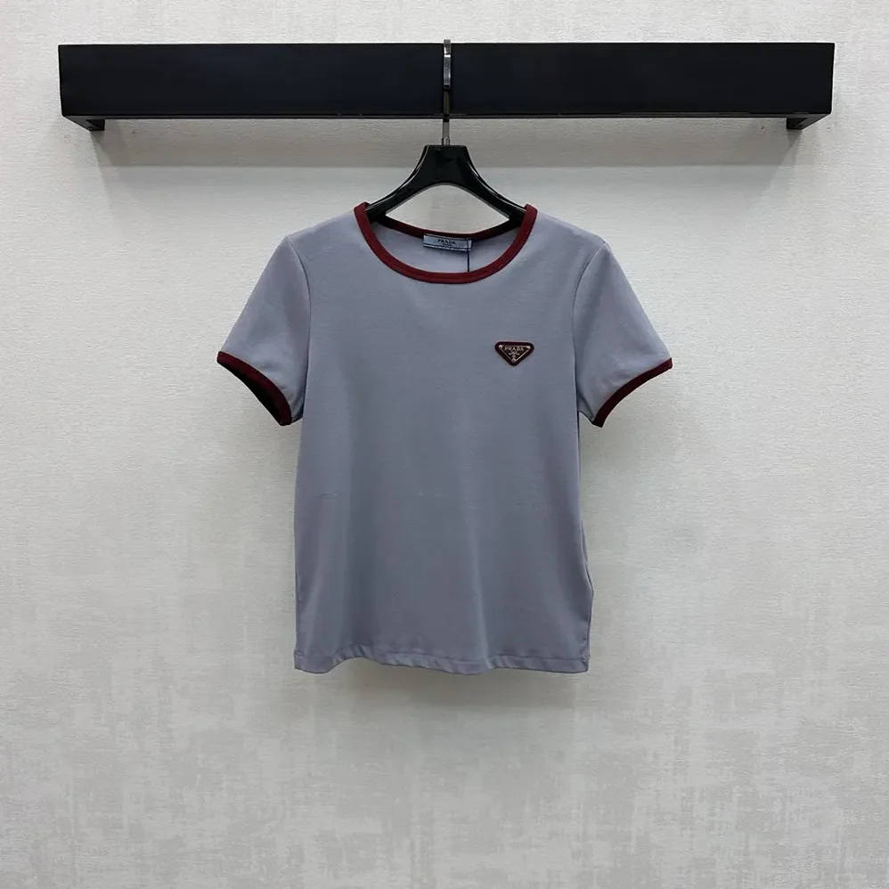 Prada Cotton T-Shirt for Women in Light Blue Prada Cotton T-Shirt for Women in Light Blue