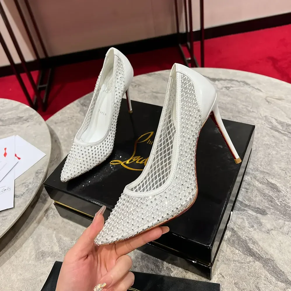 Christian Louboutin Apostropha Mesh Strass 80mm Pumps for Women in White