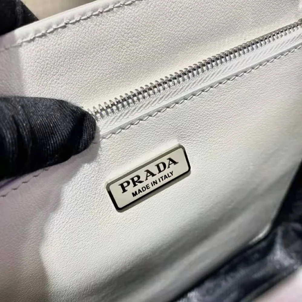 Prada Brushed Leather Tote Bag for Women in White Prada Brushed Leather Tote Bag for Women in White