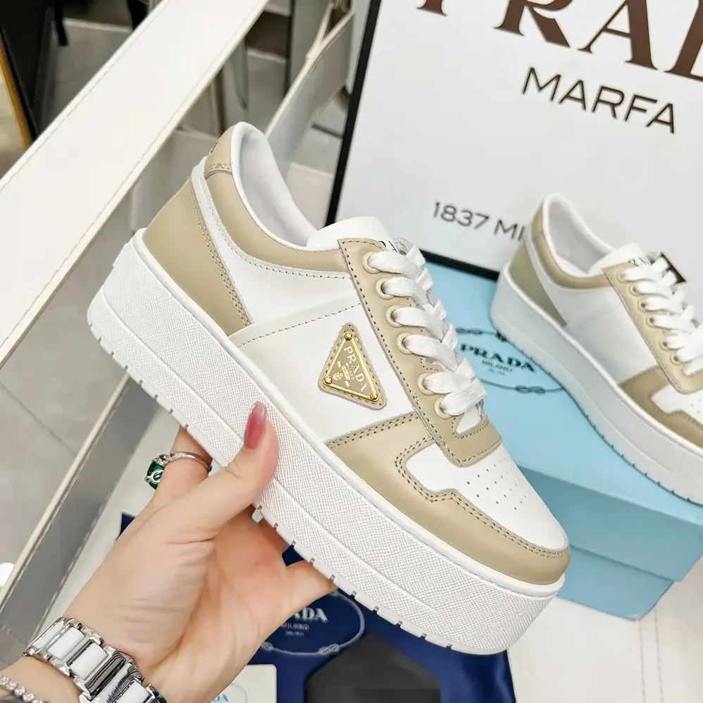 Prada Downtown Bold Leather Sneakers for Women