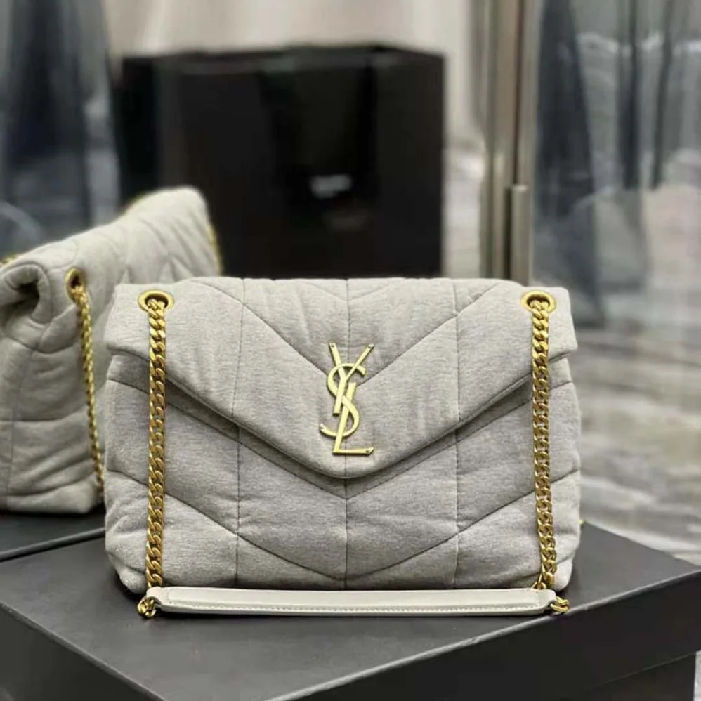 Saint Laurent YSL Puffer Toy Bag in Jersey for Women in White