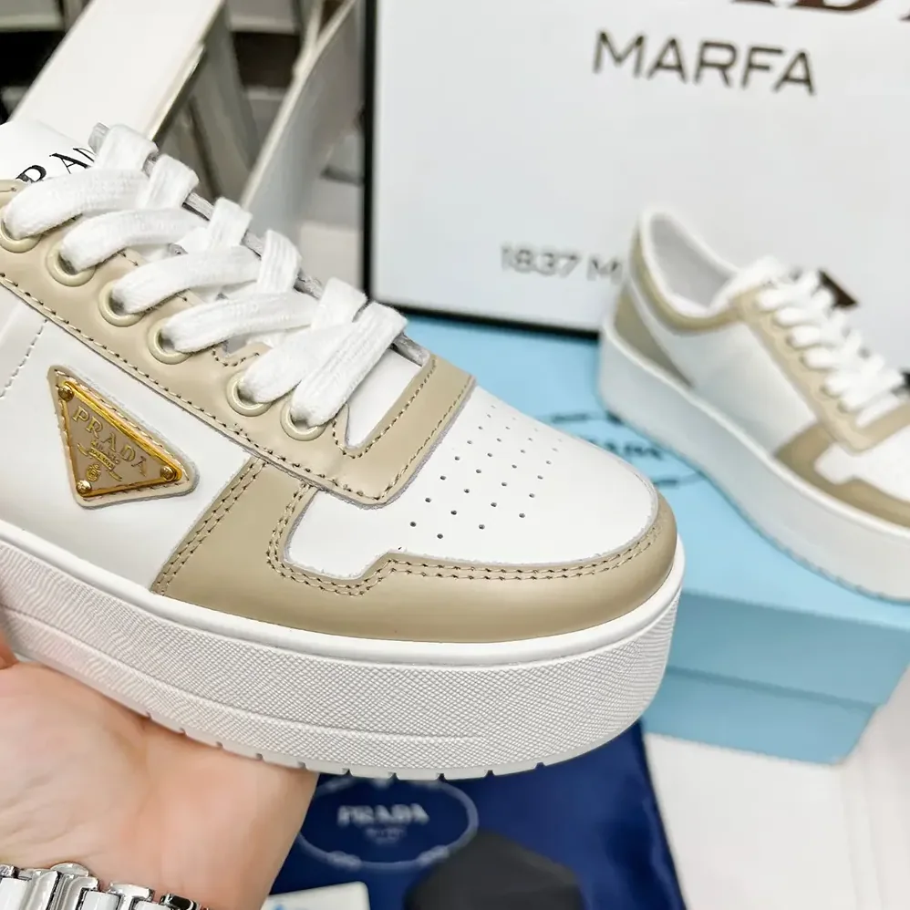 Prada Downtown Bold Leather Sneakers for Women